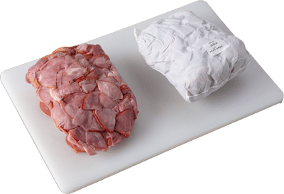 3 LB. Hickory Smoked Ham Pizza Topping Quartered Slices Package Shot